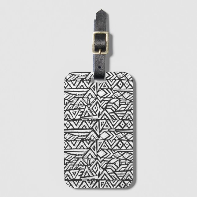 Inspired Artsy Tribal Pattern Luggage Tag (Front Vertical)