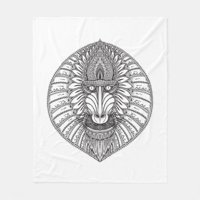 Inspired Baboon Face Fleece Blanket (Front)