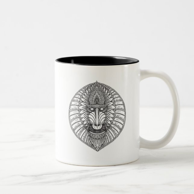 Inspired Baboon Face Two-Tone Coffee Mug (Right)
