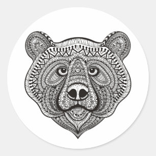 Inspired Bear Face Classic Round Sticker