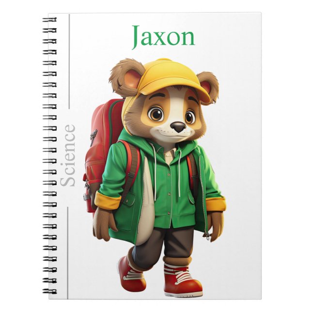 Inspired Bear Theme Spiral Notepad for School Notebook (Front)