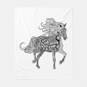 Inspired Black Horse Fleece Blanket