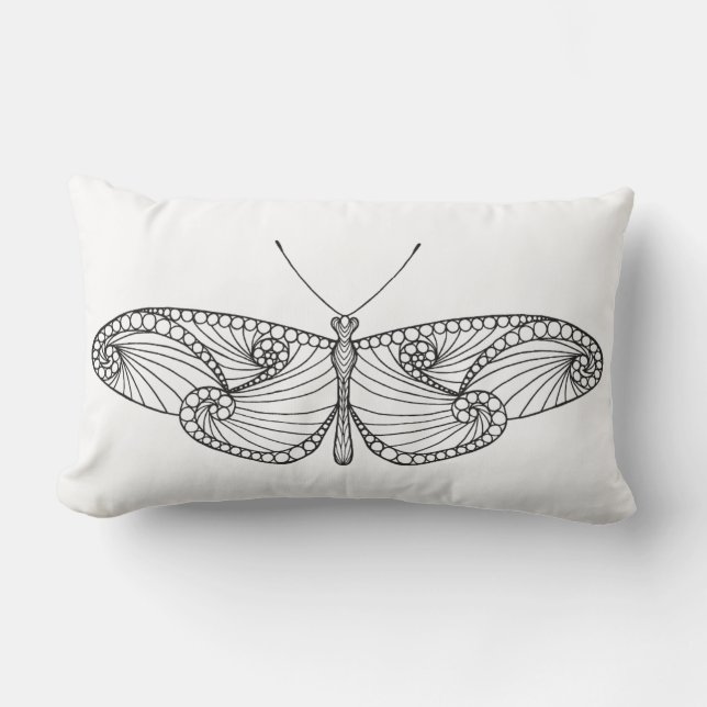 Inspired Butterfly Art Lumbar Pillow (Front)