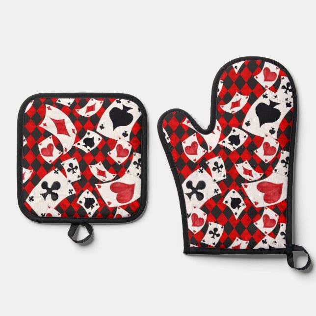 Inspired By Alice In Wonderland Oven Mitt & Pot Holder Set (Front)