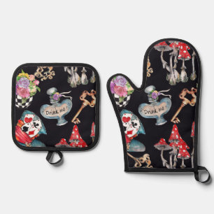 Inspired By Alice In Wonderland Oven Mitt & Pot Holder Set