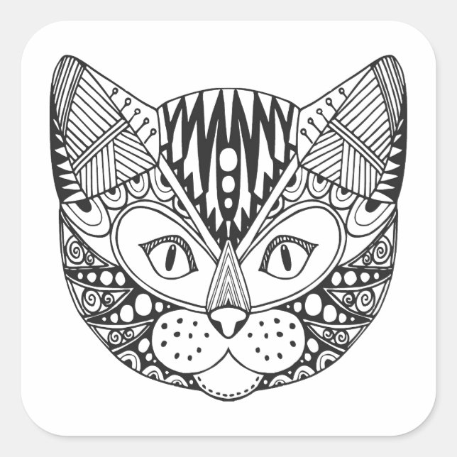 Inspired Cat Square Sticker (Front)