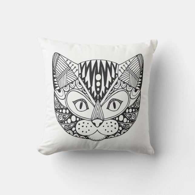 Inspired Cat Throw Pillow (Front)