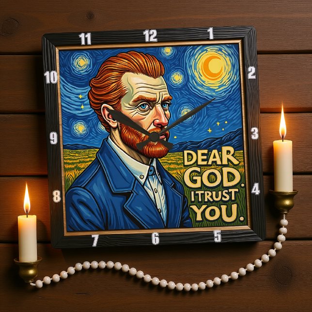 Inspired: Dear God I Trust You Square Wall Clock (Creator Uploaded)