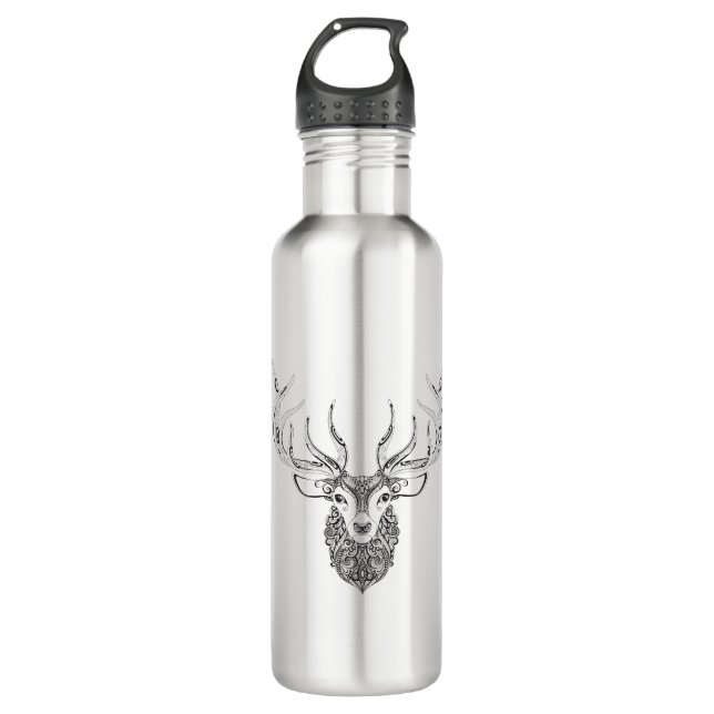 Inspired Deer Horned Head 710 Ml Water Bottle (Front)