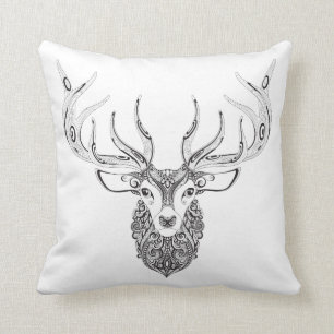 Inspired Deer Horned Head Throw Pillow