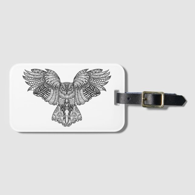 Inspired Eagle Owl Luggage Tag (Front Horizontal)
