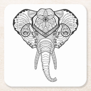 Inspired Elphant Head Square Paper Coaster