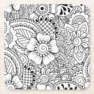 Inspired Flowers Square Paper Coaster