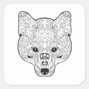 Inspired Fox Head Square Sticker