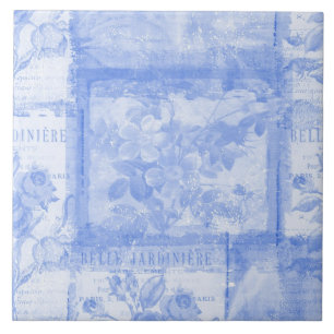 Inspired French Botanical Blue Tile