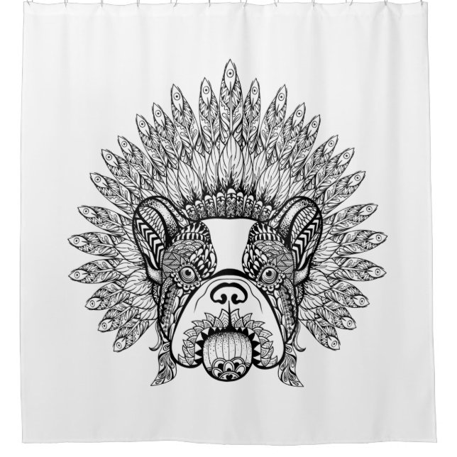 Inspired French Bulldog In War Bonnet (Front)