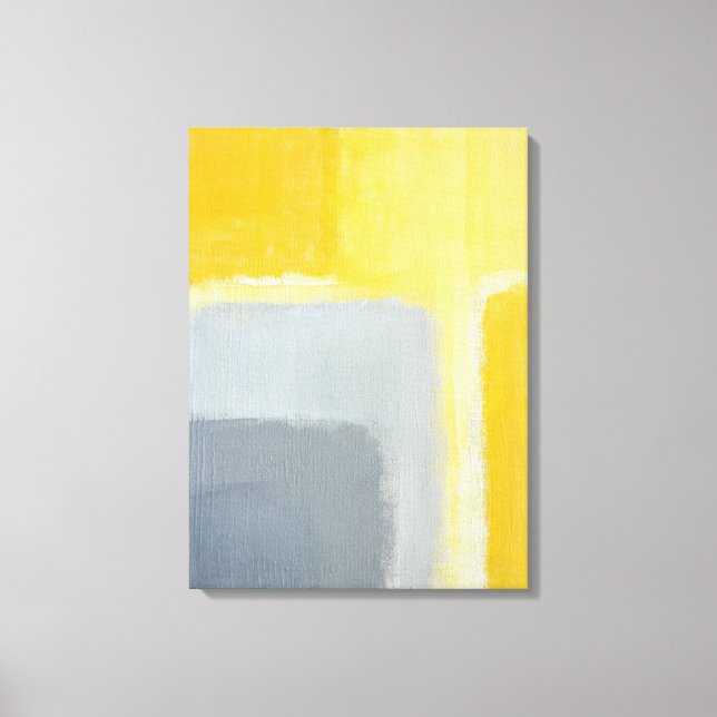 'Inspired' Grey and Yellow Abstract Art Canvas Print (Front)