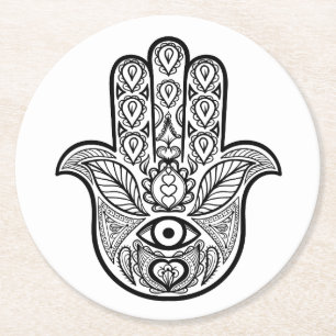 Inspired Hamsa Hand Round Paper Coaster