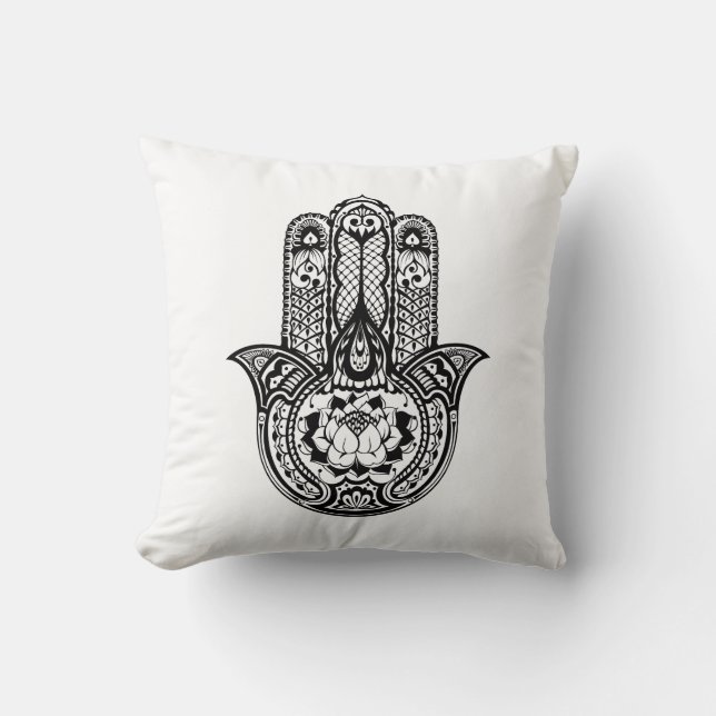 Inspired Hamsa Symbol Throw Pillow (Front)