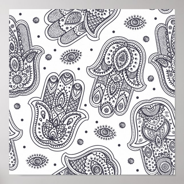 Inspired Hand Drawn Hamsa 2 Poster (Front)