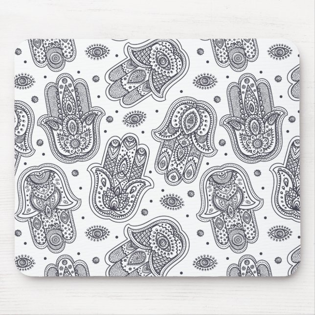 Inspired Hand Drawn Hamsa Mouse Pad (Front)