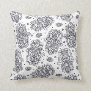 Inspired Hand Drawn Hamsa Throw Pillow