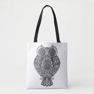 Inspired Hand Drawn Ornate Owl 2 Tote Bag