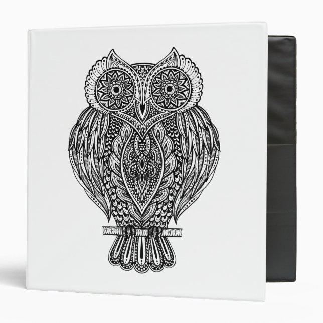 Inspired Hand Drawn Ornate Owl Binder (Front/Inside)