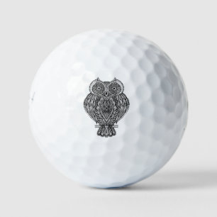 Inspired Hand Drawn Ornate Owl Golf Balls