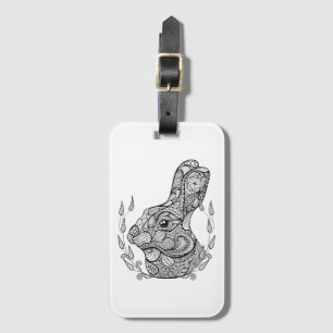 Inspired Head Of Rabbit In Wreath Luggage Tag