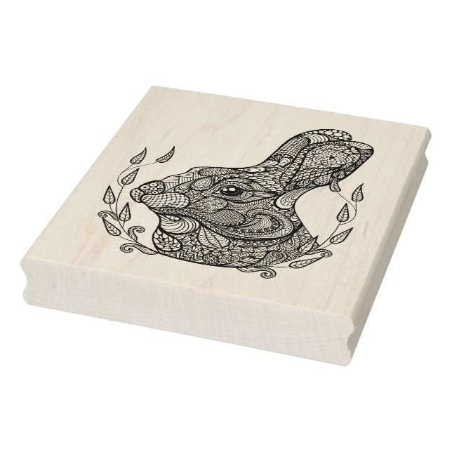 Inspired Head Of Rabbit In Wreath Rubber Stamp (Stamp)