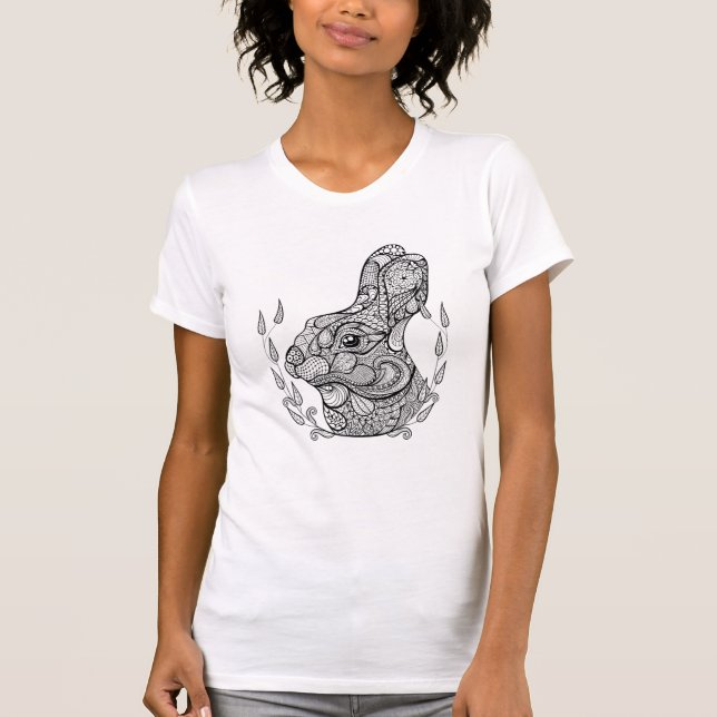 Inspired Head Of Rabbit In Wreath T-Shirt (Front)