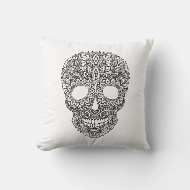 Inspired Human Skull Throw Pillow (Front)