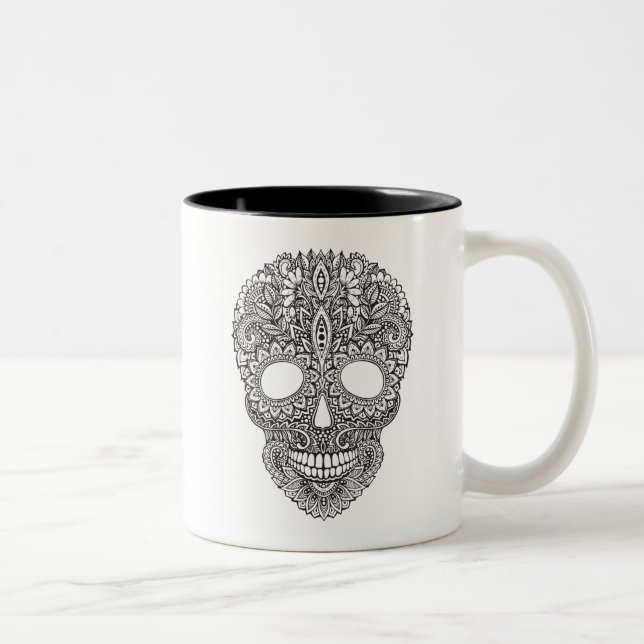Inspired Human Skull Two-Tone Coffee Mug (Right)
