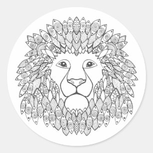 Inspired Lion Head 3 Classic Round Sticker