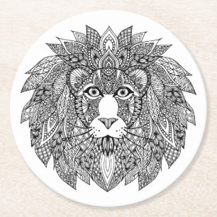 Inspired Lion Head 4 Round Paper Coaster