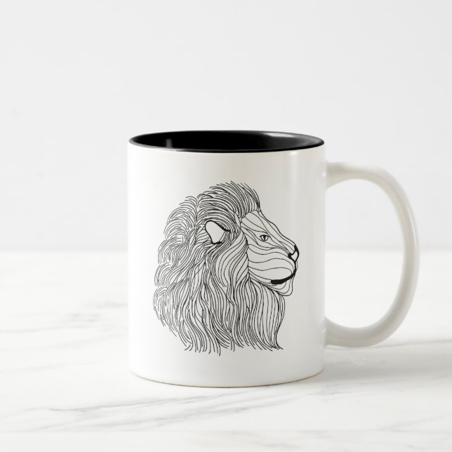 Inspired Lion Head 5 Two-Tone Coffee Mug (Right)