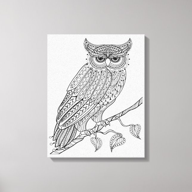 Inspired Magic Owl Sitting On Branch 6 Canvas Print (Front)