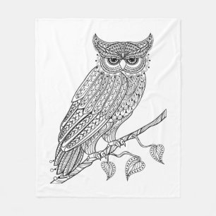 Inspired Magic Owl Sitting On Branch Fleece Blanket