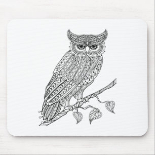 Inspired Magic Owl Sitting On Branch Mouse Pad