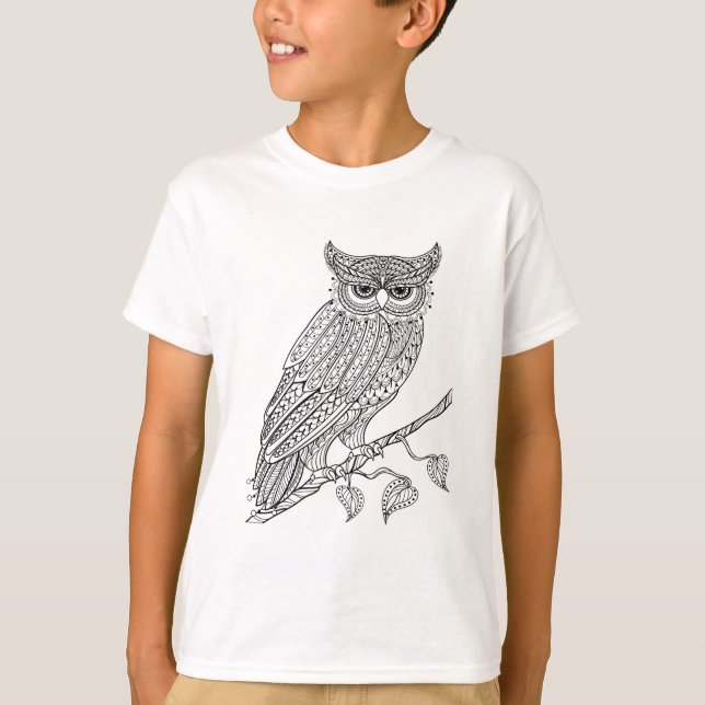 Inspired Magic Owl Sitting On Branch T-Shirt (Front)