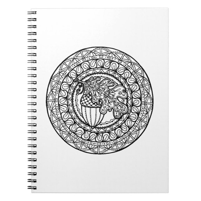 Inspired Mandala Autumn Oak Leaf Notebook (Front)