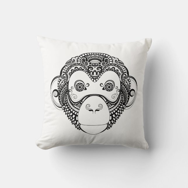 Inspired Monkey Design Throw Pillow (Front)
