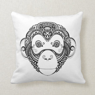 Inspired Monkey Design Throw Pillow