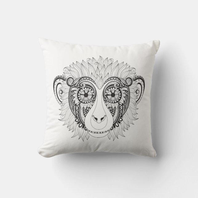 Inspired Monkey Throw Pillow (Front)