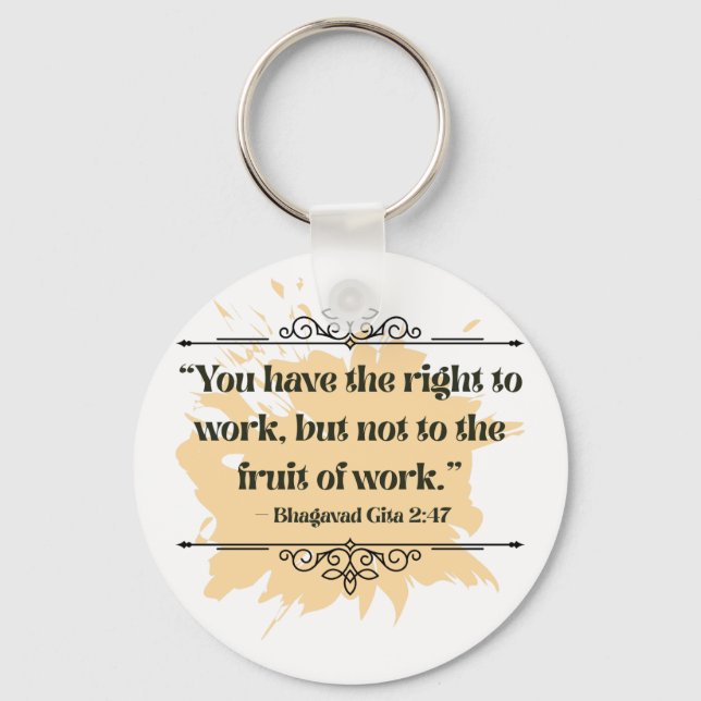  Inspired Orange Minimalist Bhagavad Gita Quote Keychain (Front)