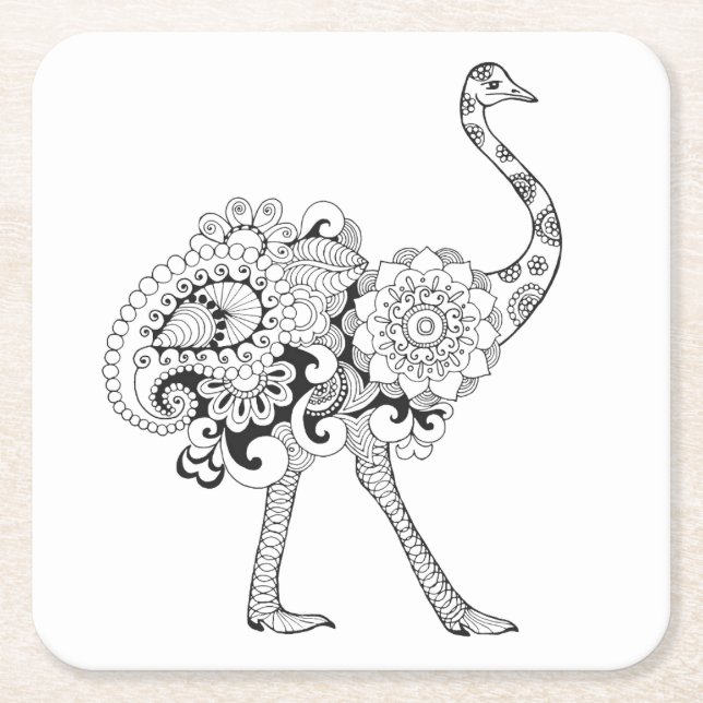 Inspired Ostrich Square Paper Coaster (Front)