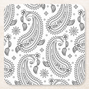 Inspired Paisley Design Square Paper Coaster