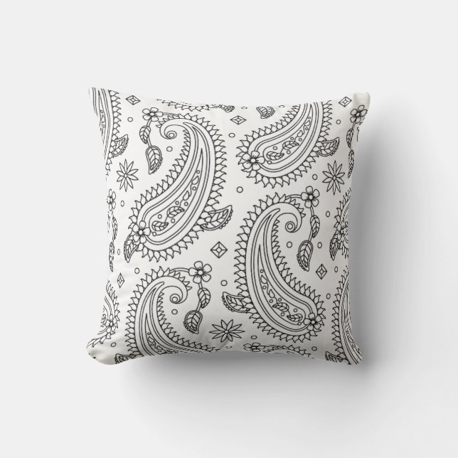 Inspired Paisley Design Throw Pillow (Front)
