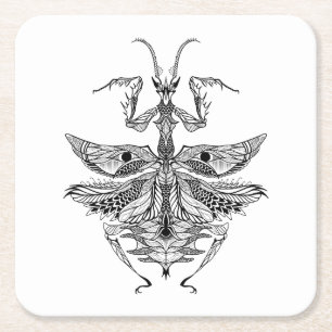 Inspired Praying Mantis Square Paper Coaster